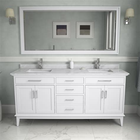The elegant vanity has it all, with quality touches like brushed metal hardware accents, dove-tailed drawers, cultured marble counters, and soft-close doors and drawers. . Wyndham vanity